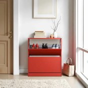 Resim Adore Flat Duo 2 Katlı Geniş Ayakkabılık Dolabı - Kırmızı 