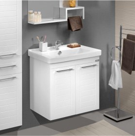 Resim ORKA Perge 65 Cm Beyaz Banyo Dolabı Alt Modül Ve Lavabo 