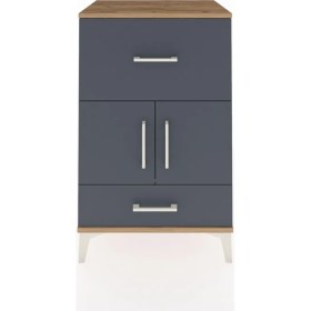 Resim Dienni Hyperion Komodin Tek Raflı 2 Çekmeceli 2 Kapaklı 60X44X96 Çam-Antrasit 