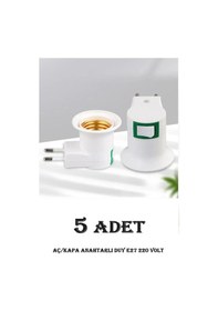 Resim 5 Adet Aç - Kapa Anahtarlı E27 Duylu Fiş, E27 Ampul Ve Gece Lambası Takılabilir Anahtarlı Fişli Duy 