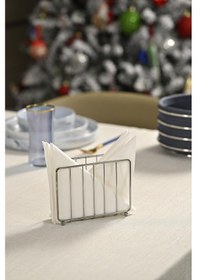 Resim Silver Kafes Peçetelik, Kafe Cafe, Restoran, Otel, Dekoratif Peçetelik Hediyelik - Metal Paslanmaz Renkli 