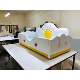 Resim Puf Bebe Montessori Her Tarafı Yumuşacık Puf 120x200 Ölçüde Güneş Desenli Çocuk Yatağı 