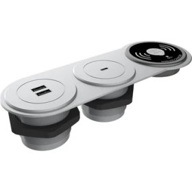 Resim Metalline® Circular-Line Modüler Hızlı Şarj Kutusu Wireless Usb/Type-C Gümüş 