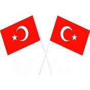 Resim Çıtalı - Çubuklu Kağıt Türk Bayrağı - 100 Adet - 12.50 X 21Cm 