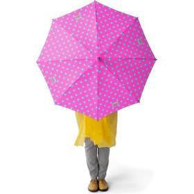 Resim Coral High Kids Neon Pembe Su Yeşili Kalp Desenli Çocuk Şemsiyesi 12660 