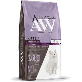 Resim Animal World Tavuk Balık Karidesli Yavru kedi Maması 15 Kg 