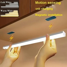 Resim 1'li Paket Beyaz & Sıcak Beyaz LED Sensörlü Işık / 10.01cm~50.01cm Uzunlukta Kablosuz Dolap Aydınlatması / USB Şarj Edilebilir, Manyetik Montaj, Delme Gerektirmez / Mutfak, Gardırop, Yatak Odası vb. İçin Uygun, Pil ile Çalışan Aralık Aydınlatma 