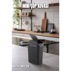 Resim Mini Çöp Kovası, Mutfak, Banyo, Tuvalet, Ofis Çöp Kutusu Siyah 