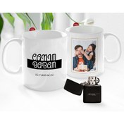 Resim Bk Gift Kişiye Özel Babalar Günü Hediyesi Fotoğraflı Kupa Bardak Ve Benzinli Çakmak Seti-31 