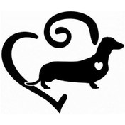 Resim Dachshund Aşk Kalp Araba Plakası Pet Yapışkanlı Araç Çıkarılabilir Dekor Çıkartması Black 