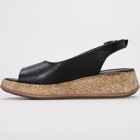 Resim Hakiki Deri Kadın Dolgu Topuk Sandalet 227za15319 Siyah 