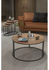 Resim Orta Sehpa Tekli Ve 3'lü C Zigon Sehpa Kombin Set Ceviz Diğer 