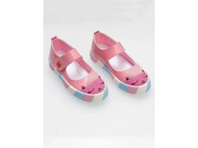 Resim Casabony Pembe Rugan Simli 3D Kız Çocuk Babet Sneakers Düz Taban Tekstil Malzeme 