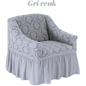 Resim StarMall Şal Desen Jakarli Koltuk Örtüsü ,berjer Kılıfı Tekli Bir Adet Gri 