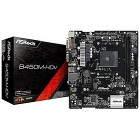 Resim Asrock B450m-hdv Amdb450 3200mhz Ddr4 Soket Am4 Atx Anakart Asrb450m-hdv 
