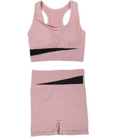 Resim Kadın Yoga Giyim Takımı Hızlı Kuruyan Yüksek Bel Kalça Kaldırıcı Fitness Takımı Koşu Darbeye Dayanıklı Egzersiz Takımı Atletik Sütyen Külot 1 Takım Pembe 