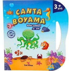 Resim Çanta Kitap Boyama Kitabı Deniz Canlıları Acı Kahverengi 