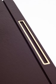 Resim Deri Kapaklı Masa Sümeni Kahve Gold Detaylı 50x35cm 
