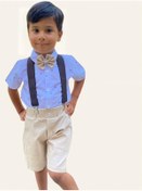 Resim Pink Hippo Kids Papyonlu Beyaz Gömlekli Yazlık Şort Takım (4 PARÇA) 