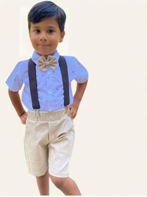 Resim Pink Hippo Kids Papyonlu Beyaz Gömlekli Yazlık Şort Takım (4 PARÇA) 