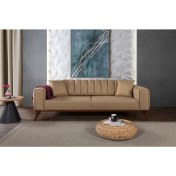 Resim Perla Sofa Velar Yataklı Kanepe Keten Hardal Kazayağı 