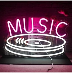 Resim Müzik - Plak Neon Tabela Neon Yazı Dekoratif Aydınlatma, plakneon 