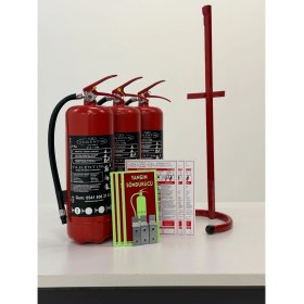 Resim Vallentina 6kg Tozlu Yangın Söndürme Cihazı Ruhsata Uygun Tse-Hyb/cebelgeli(Talimat-Sehpa-Levha-Askı Aparatlı)-3 adet 