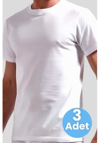 Resim Uniquetrenders Erkek Sıfır Yaka Pamuklu 3'lü Fanila Beyaz 