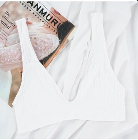 Resim Beyaz Kadın Derin V Yaka Spor İç Giyim Çelik Olmayan Halka Koşu Spor Yoga Sütyen Yastıklı Tank Tops Yelek Bralette Kırpma Üst Sutyen Beyaz 
