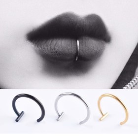 Resim Şık ve Minimalist 304L Paslanmaz Çelik Vücut Piercingleri: Siyah, Altın ve Gümüş Renklerinde T-Bar Dudak Yüzüğü Seti 