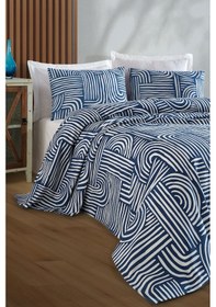 Resim Doğal Pike Baskılı Tek Kişilik Line Art Mavi Mavi 