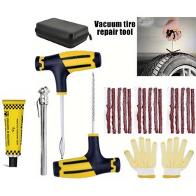 Resim Güçlü Yapıştırıcı İçeren Araç Lastiği Tamir Alet Seti, yapıştırıcı mükemmel yapışma performansına sahiptir ve lastiklerdeki çeşitli hasarları tamir edebilir. Özellikle lastik tamiri için tasarlanmıştır! 