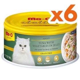 Resim Me-O Delite Ton Balıklı ve Sebzeli Jelly Tahılsız Kedi Konservesi 80 Gr x 6 Adet 