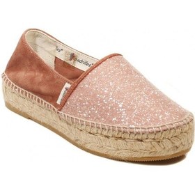 Resim Espadrilles Tommy Glit Pembe Simli Süet Deri Dolgu Topuklu Hasır Tabanlı Kadın Ayakkabı Pembe 