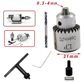 Resim Depolife Motor İçin Anahtarlı Mandrel 3 Çeneli 5mm Mil Çaplı Mandren Okul Proje Uygulama Matkap Uçlu 