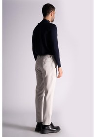 Resim Beli Lastikli Slim Fit Dokulu Chino Pantolon Taş Taş 