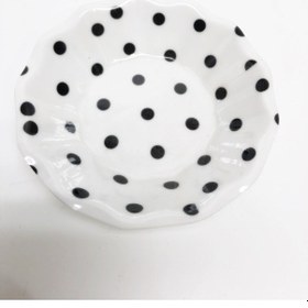 Resim Melamin Beyaz Çay Tabağı Siyah Benekli 6 Adet 