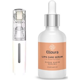 Resim Elloura Dolgunlaştırıcı Dudak Bakım Serumu 20 ML + Beyaz Aqua Dermaroller 