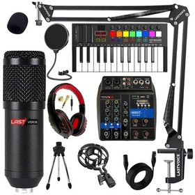 Resim Stüdyo Ekipmanları Midi Live Paket -1 Ses Kartlı Mikser Midi Klavye BM800 Mikrofon Kulaklık 