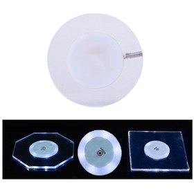 Resim Usb Şarj Led Işık Up Akrilik Coaster Şeffaf Kristal Baz Beyaz Işık , Boyut:100x10mm Tur 1 Adet 