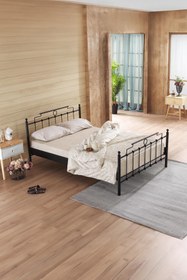 Resim Unimet Hatkus Çift Kişilik Ferforje Metal Karyola-siyah (AHŞAP LATALI) 