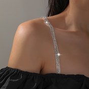 Resim Şık ve Seksi Kore Gelin Aksesuarı - 2 adet Taşlı Görünmez Sütyen Askıları, Omuz Üstü Vücut Zinciri, Bakır Malzeme, Partiler ve Tatiller için Mükemmel, Tüm Mevsimler İçin Uygun, Düğün Elbise Aksesuarları 