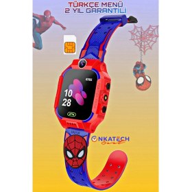 Resim Onkatech Örümcek Adam Sim Kartlı Lbs Konum Takipli Akıllı Çocuk Saati 