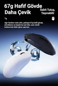 Resim Coverzone Kablosuz Gaming Mouse 12800 DPI 3 Modlu Bluetooth 2.4G USB Kablolu 1000Hz Raporlama Hızı 67g Ultra Hafif 6 Tuş 300mAh Şarjlı Ofis Oyuncu Mouse | AJAZZ NJ07 (Siyah - NJ07) 