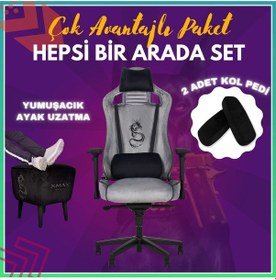 Resim Pro Ayak Uzatmalı Kol Pedli Maximus Gri Oyuncu Koltuğu-1 Gri 
