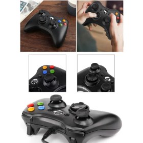 Resim Munico Xbox 360 Uyumlu Oyun Konsolu Titreşim Joystick Gamepad Için Data Frog USB Kablolu Oyun Kolu Siyah 