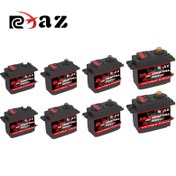 Resim 1/10 ve 1/8 yüksek hızlı uzaktan kumandalı arabalar, uçaklar, uzaktan kumandalı tekneler, akıllı robotlar ve bireyler için uygun olan 3.5KG, 6.5KG, 9.5KG ve 14.5KG dijital servolar ile dört farklı RCXAZ metal ve plastik dişli servoları. 