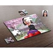 Resim Kişiye Özel Kadın Karikatürlü Ahşap Puzzle-2 