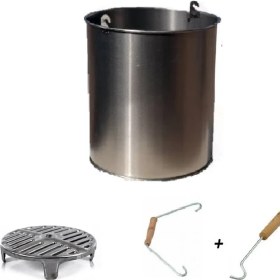 Resim Askay Tabanı Düz Alttan Delikli Kova + Ayaklı Izgara + Çengel + Tutacaklı 