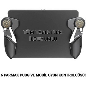 Resim Polham 6 Parmak Tüm Tabletler İle Uyumlu Pubg Ve Mobil Oyun Kontrol Adaptörü, Kaymaz Çizmez Joystick 